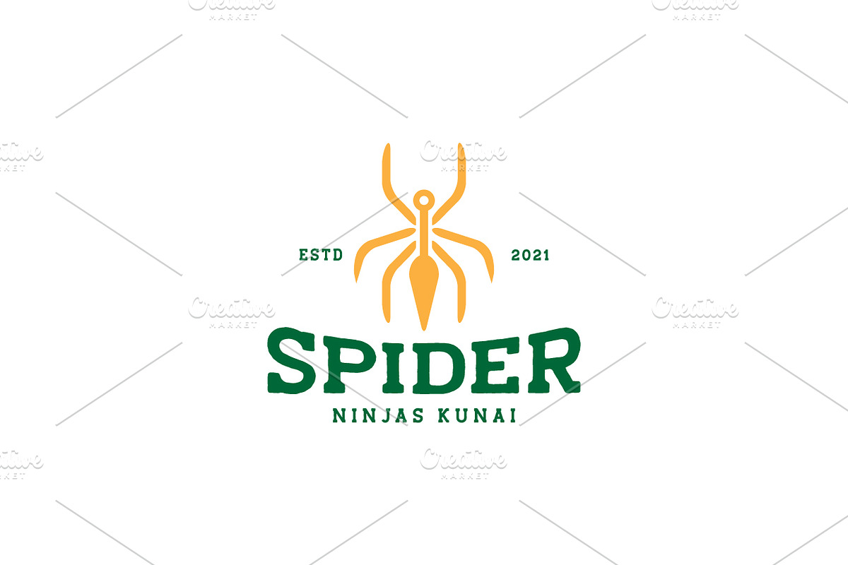 spiders ninja vintage logo symbol, a Branding & Logo Template by devastd