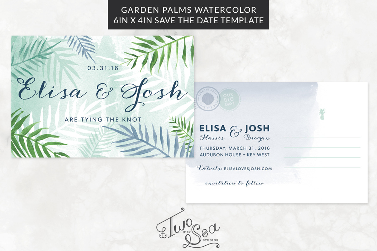 Tropical Palms Save the Date, an Invitation Template by Two if by Sea Studios (Photo 1 of 3)