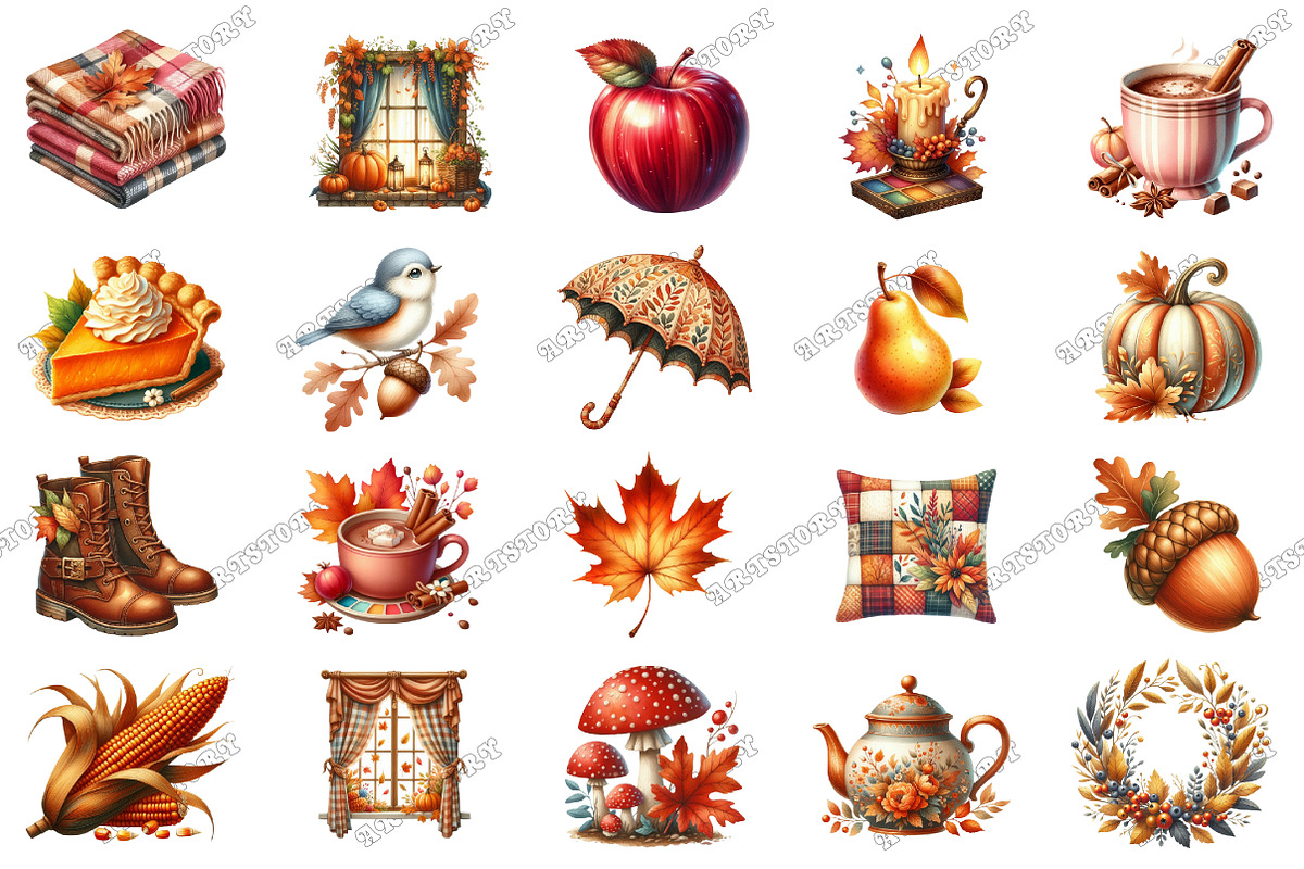 Lovely Autumn Watercolor Clipart, an Illustration by designcity5 (Photo 3 of 5)