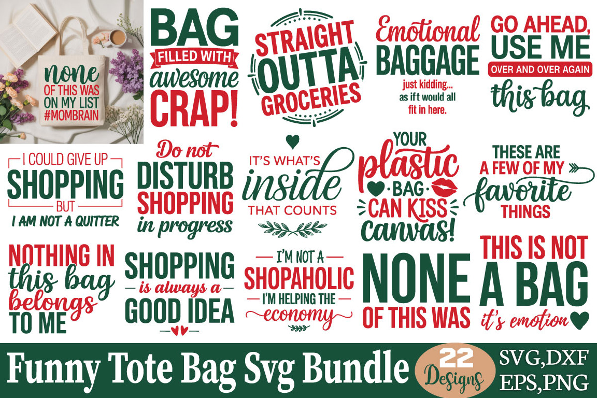 Funny Tote Bag SVG Bundle, an Object Graphic by DollarSmart