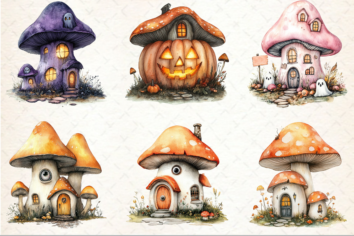 Halloween Mushroom House Clipart, an Illustration by Rose Art (Photo 2 of 3)
