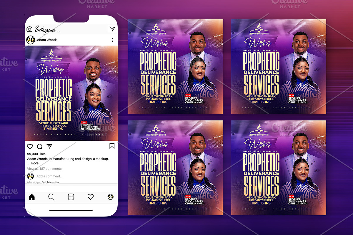 Prophetic Deliverance Church Flyer T, a Social Media Template by church flyer templates (Photo 8 of 9)