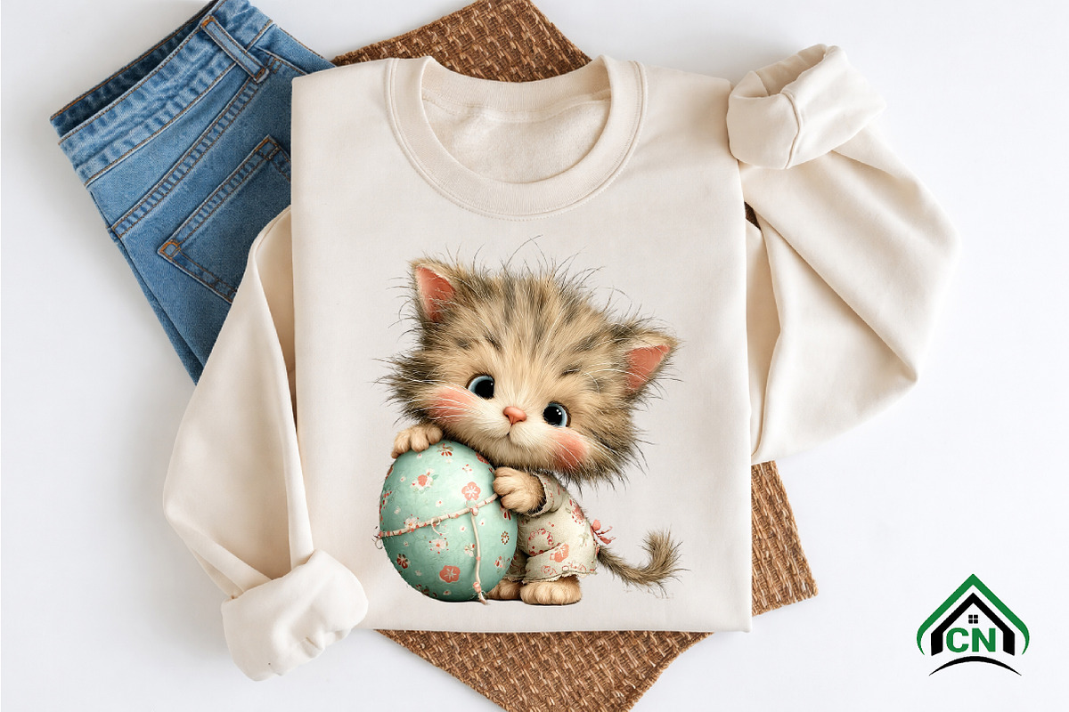 Whimsical Easter Cat Clipart, an Illustration by Craft Nest (Photo 8 of 12)