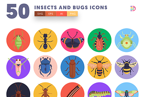 50 Insects And Bugs Icons