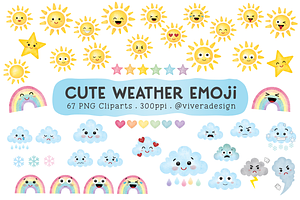 Cute Weather Emoji Cliparts