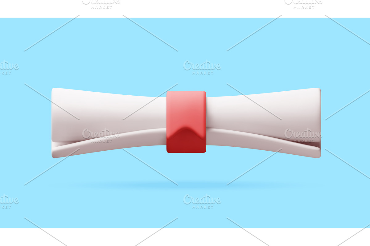 3D Rolled diploma with red ribbon., an Education Illustration by Abscent