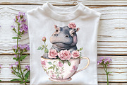Red Roses Cute Animals Lion Hippo, an Illustration by CraftArtStudio (Thumbnail 3 of 6)