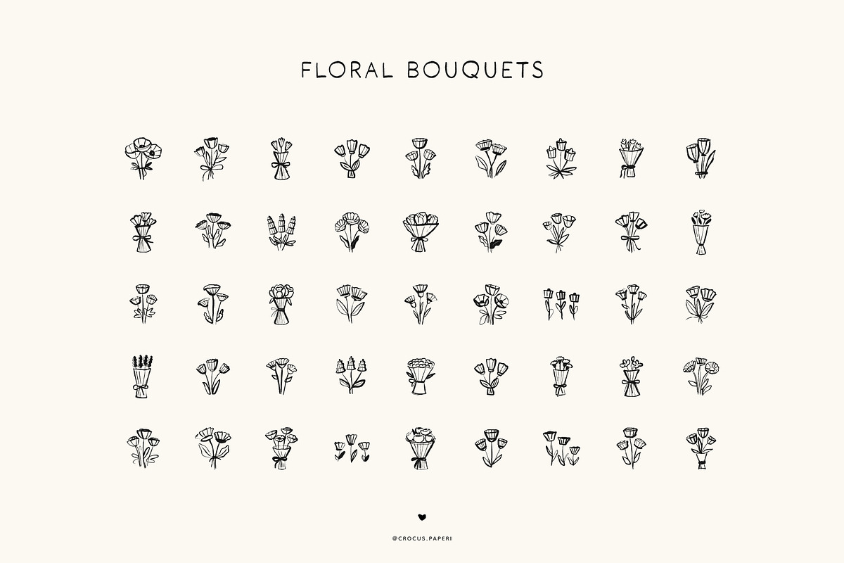 FUN FLOWERS line art illustrations, a Decorative Illustration by Crocus Paperi (Photo 3 of 7)
