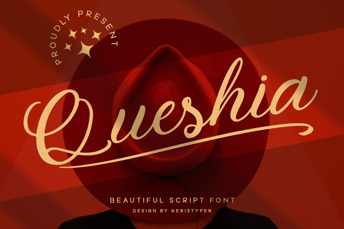 Queshia, a Script Font by kerismaker (Photo 1 of 10)