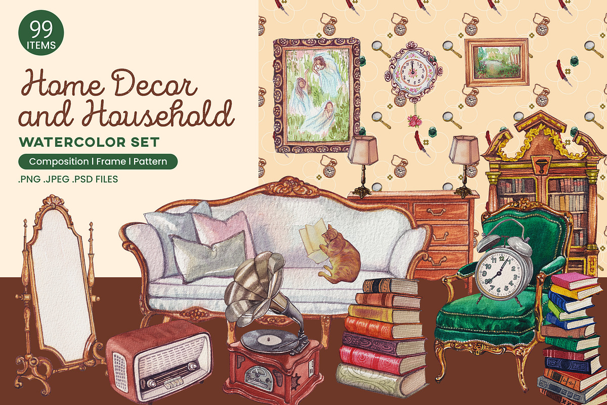 Home Decor and Household Watercolor, a Decorative Illustration by CreativeValuation (Photo 1 of 12)