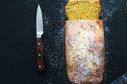 Lemon pound cake with sugar powder, a Food & Drink Photo by Foxys