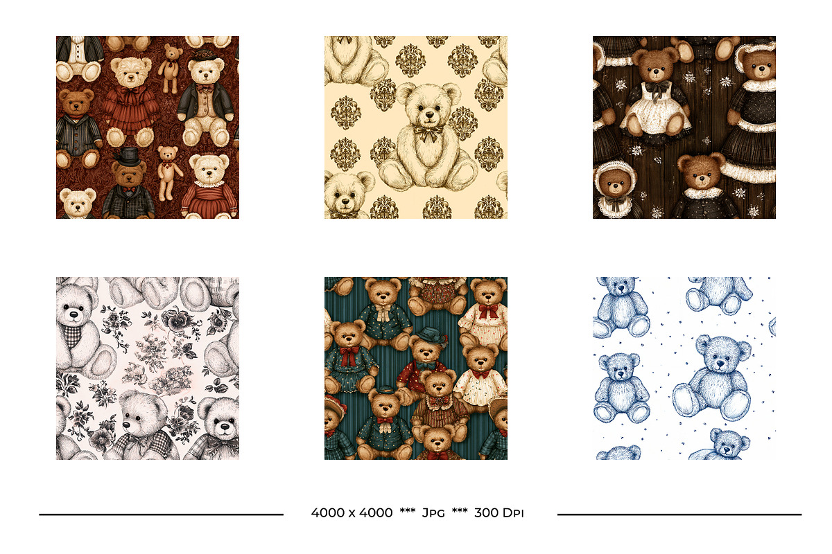 Teddy Bears in Retro Art Styles, a Pattern Graphic by karenfoleyphoto (Photo 12 of 13)
