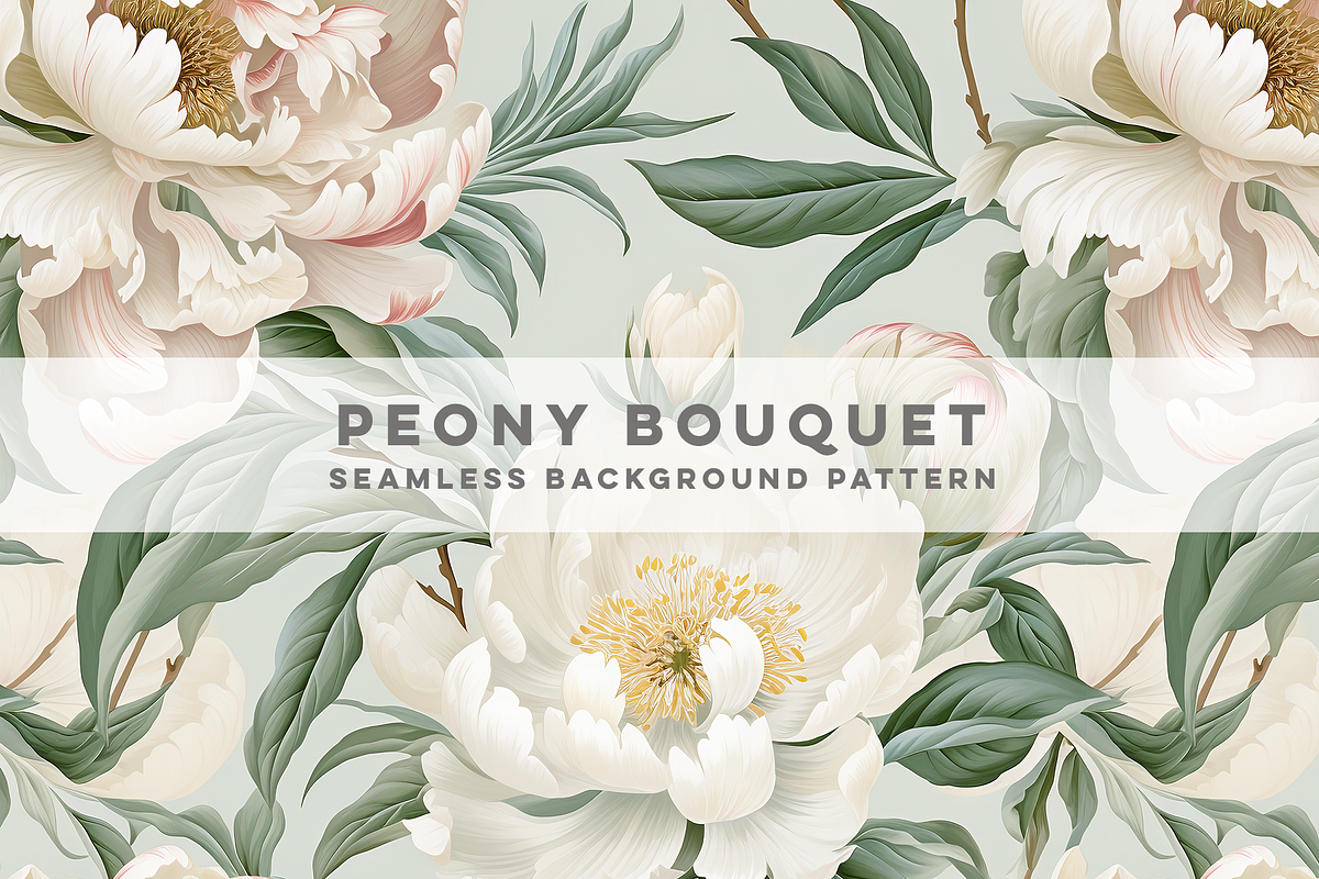 Peony Bouquet Seamless Pattern, a Pattern Graphic by Spinsugar Graphics (Photo 1 of 5)