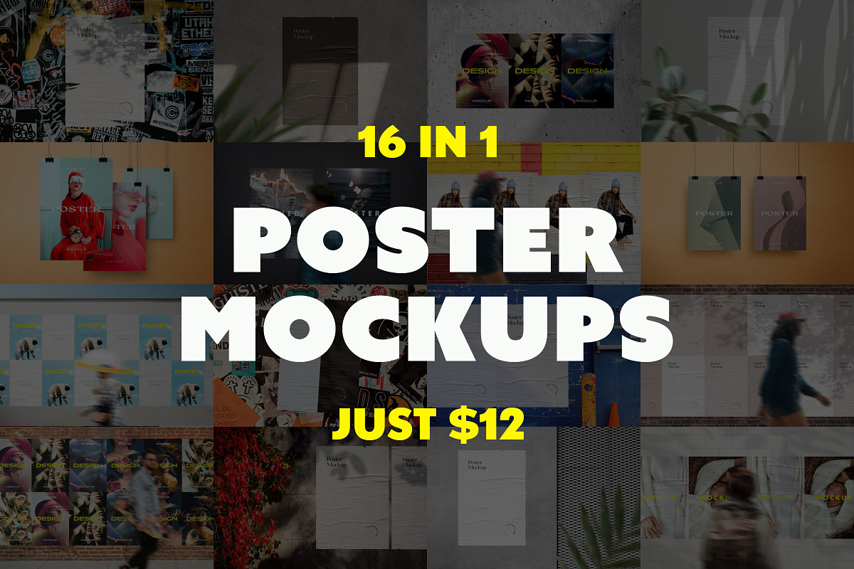 Poster Mockups Bundle, an Advertising Mockup by Design Squad (Photo 1 of 17)