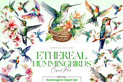 Hummingbird Clipart, Hummingbirds, an Animal Illustration by BrushstrokeArtGB (Thumbnail 1 of 8)