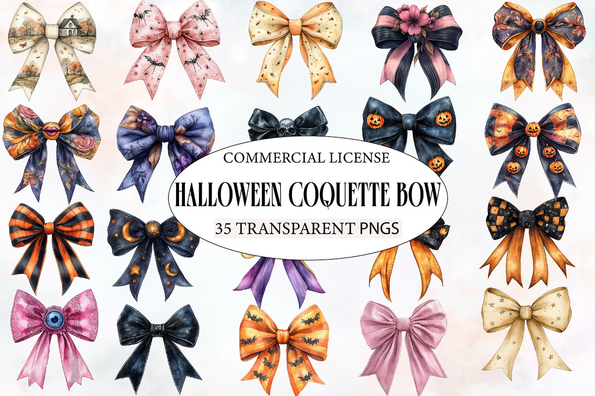 Halloween Coquette Bow Clipart, an Illustration by Designworld (Photo 1 of 5)