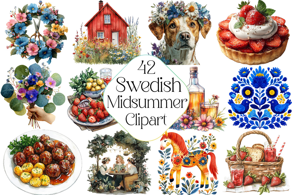 Swedish Midsummer Party Clipart, an Illustration by DreamPrint404 (Photo 1 of 4)