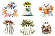 Cute Boho Fall Ghost Watercolor Clip, an Illustration by DreamArtGraphic (Thumbnail 5 of 5)