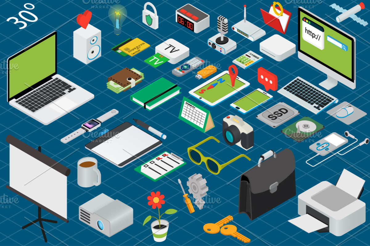 Isometric Workspace, a Technology Illustration by NKuvshinov (Photo 2 of 5)