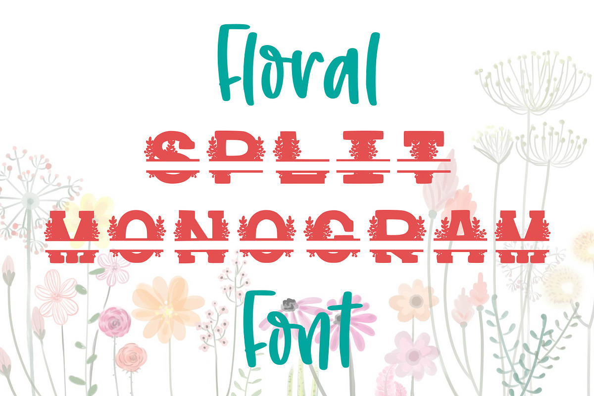 Floral Split Monogram Flower Font, a Font by SavanasDesign (Photo 1 of 10)