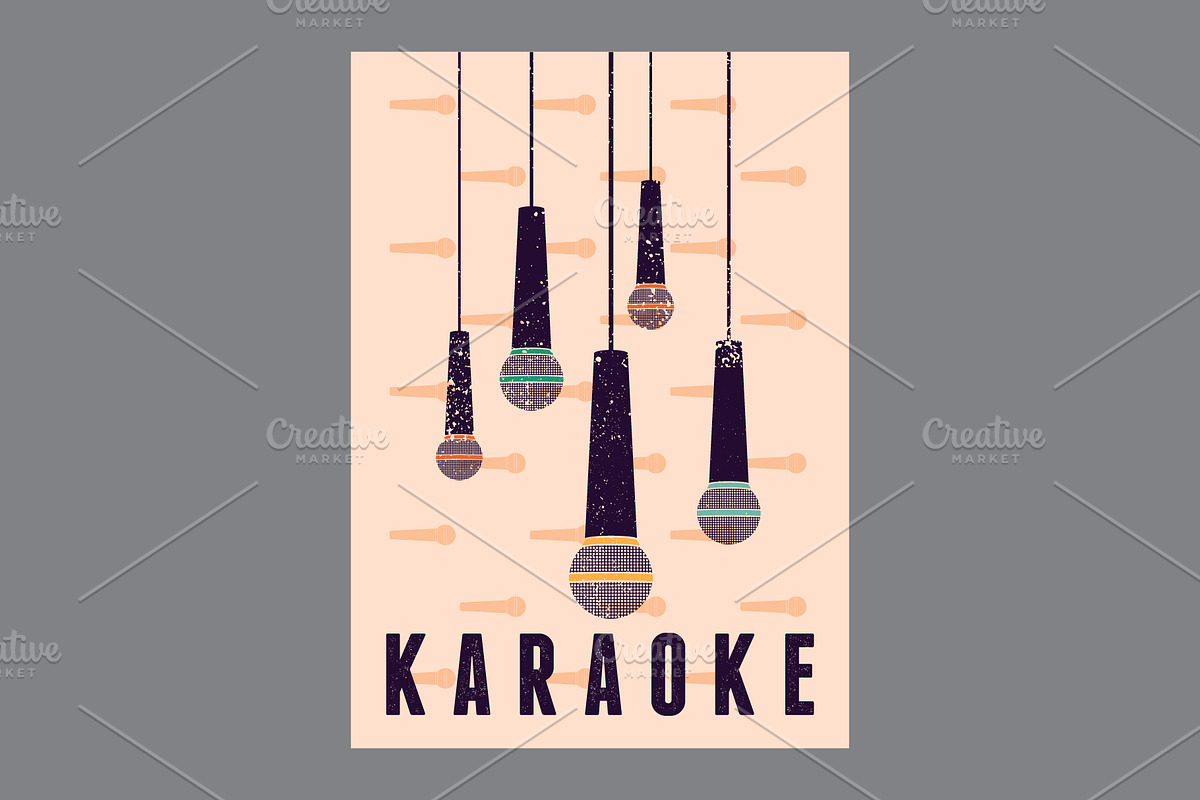 Karaoke grunge vector poster set., an Object Illustration by PoPaShop (Photo 7 of 8)
