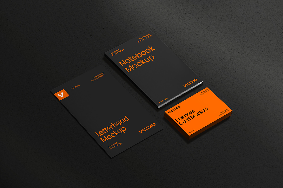 VOID Dark Stationery Mockup Bundle, a Product Mockup by Mocktopia (Photo 5 of 8)