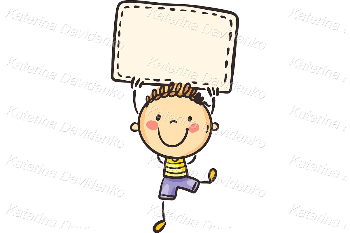 Happy childrens holding blank signs, a Person Illustration by Bubert Art (Photo 5 of 10)
