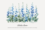 100 watercolour delphinium clip art, a Seasonal Illustration by Poppy Lane Studio (Thumbnail 4 of 12)