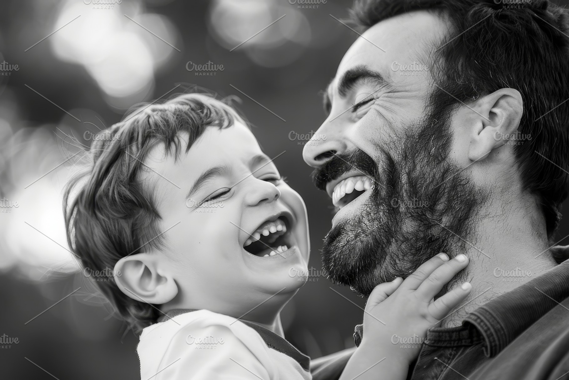 A man holding a little boy, both lau, a Photo by Iftikhar Alam