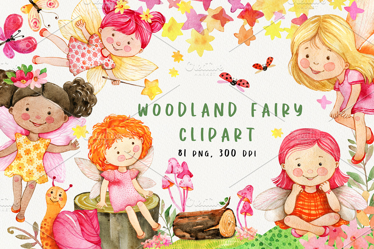 Watercolor Woodland Fairy Clipart, a Person Illustration by TanyaOak (Photo 1 of 4)