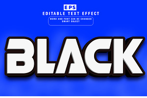 Vector Black 3d Editable Text Effect