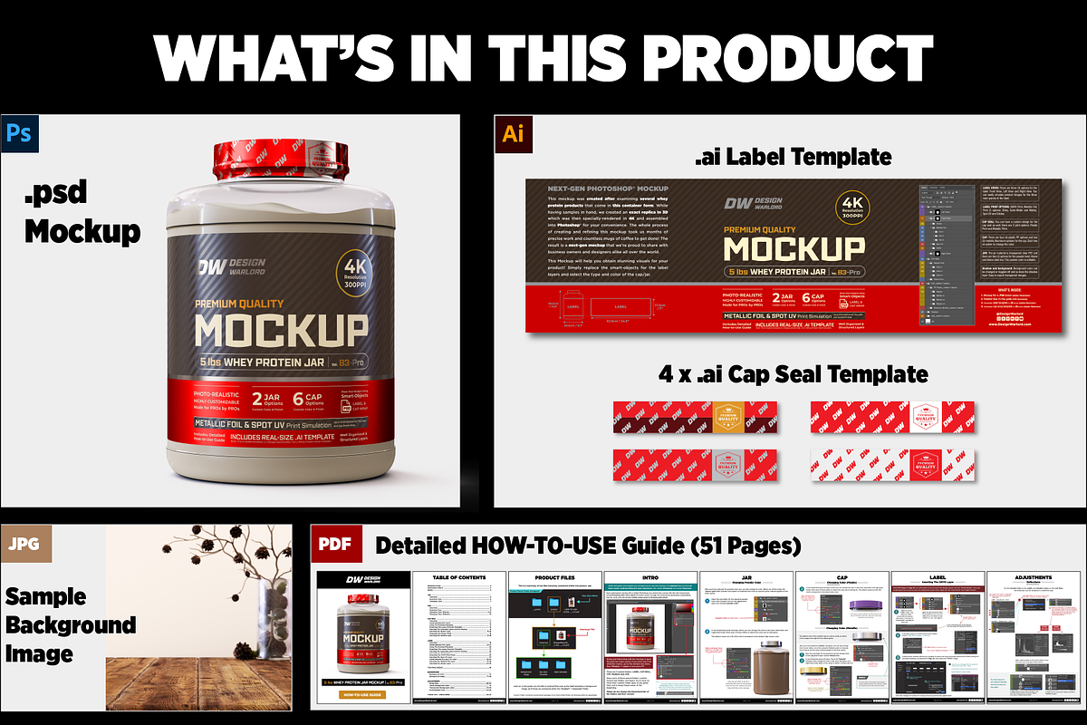 5lb Whey Protein Jar Mockup B3-Pro, a Packaging Mockup by Design Warlord (Photo 14 of 16)