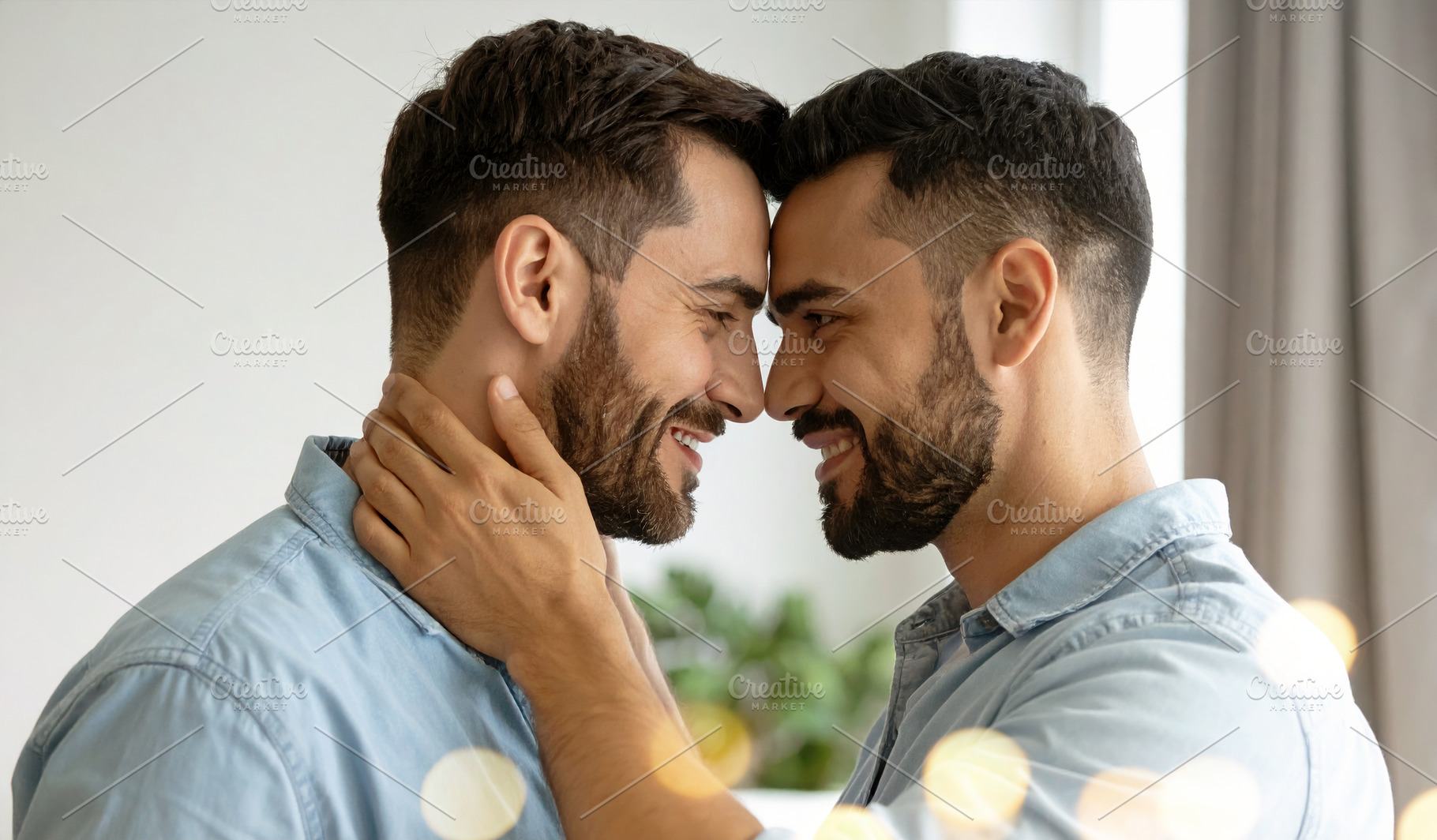 Intimate Gay Couple Forehead Touch, a Person Photo by Davizro's Market