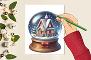 Christmas House in Snow Glob Clipart, a Seasonal Illustration by Craft Nest (Thumbnail 2 of 4)