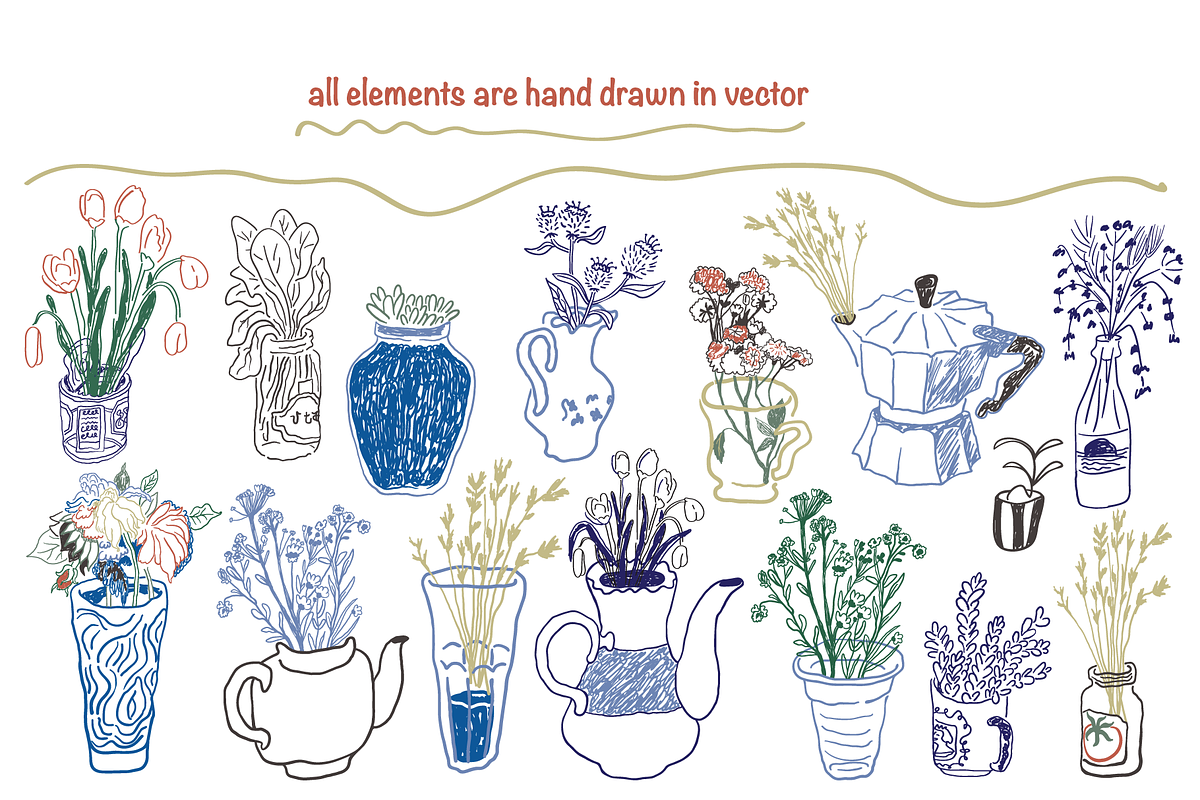 Sketch Flowers Set, an Illustration by iceang shop (Photo 5 of 6)