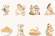 Watercolor Cozy Movie Night Clipart, an Object Illustration by BusyDaydesign (Thumbnail 2 of 9)