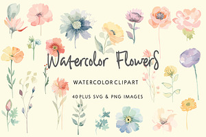 Watercolor Flowers SVG Image Bundle