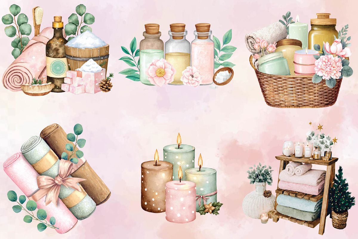 Watercolor Spa Clipart Bundle., an Illustration by SVGArt (Photo 2 of 9)