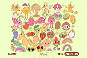 Groovy Retro Fruit Characters bundle, a Food Illustration by Huxmay (Thumbnail 3 of 7)