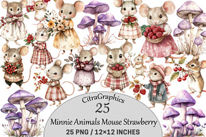 Minnie Animals Mouse Strawberry, an Illustration by CitraGraphics