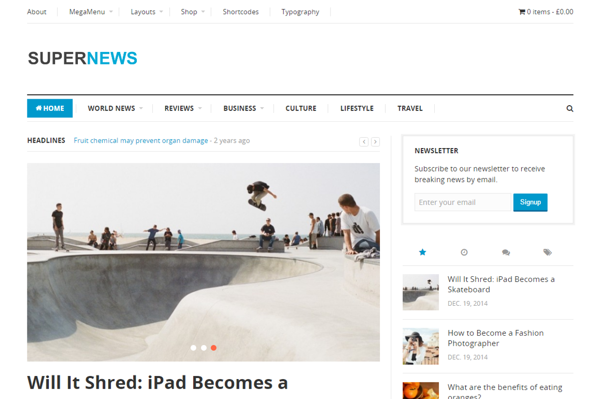 SuperNews WordPress Theme, a WordPress Template by Theme Junkie (Photo 1 of 4)