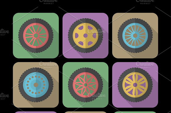 Set Of Icons Of A Car Rims.