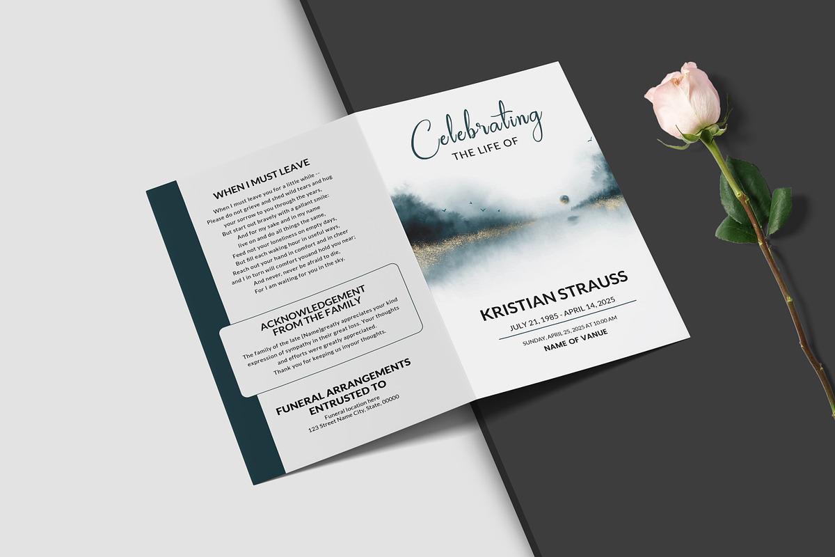 Funeral Program And Prayer Card, a Brochure Template by crazyOWL (Photo 5 of 8)