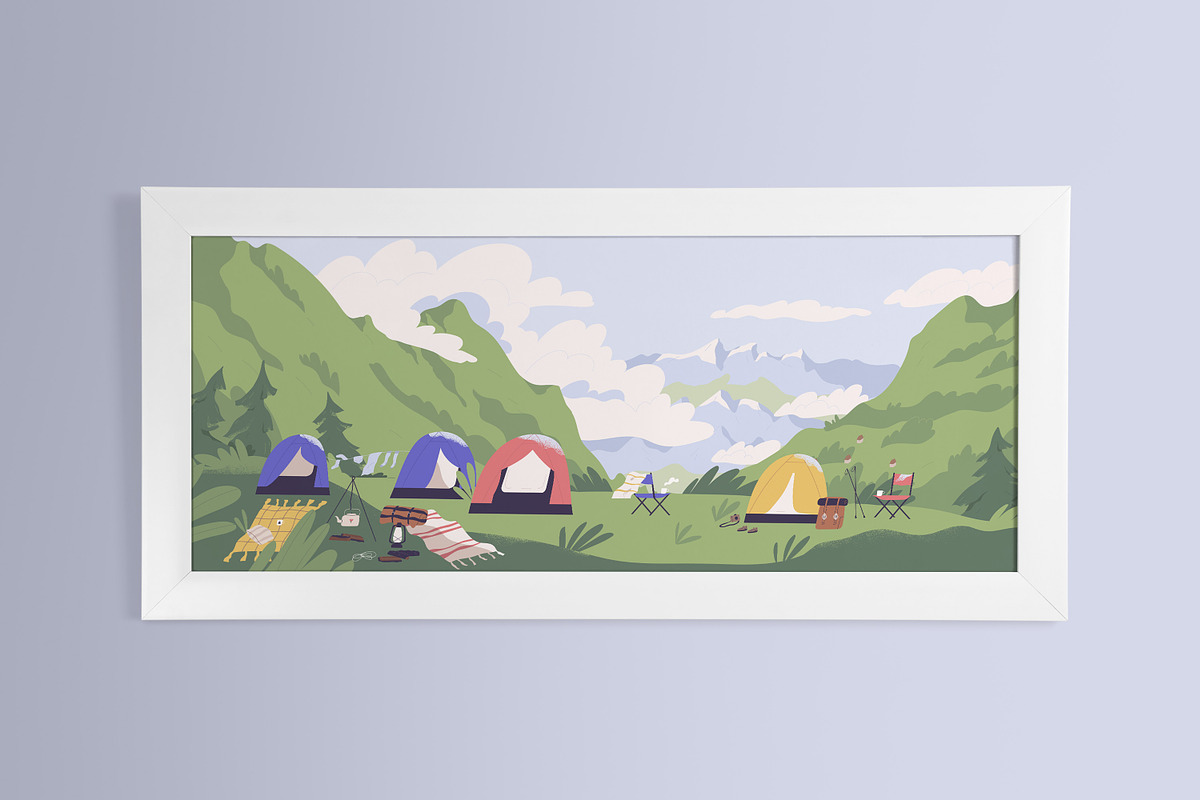 Mountain camping landscape, a Seasonal Illustration by Good Studio (Photo 3 of 3)