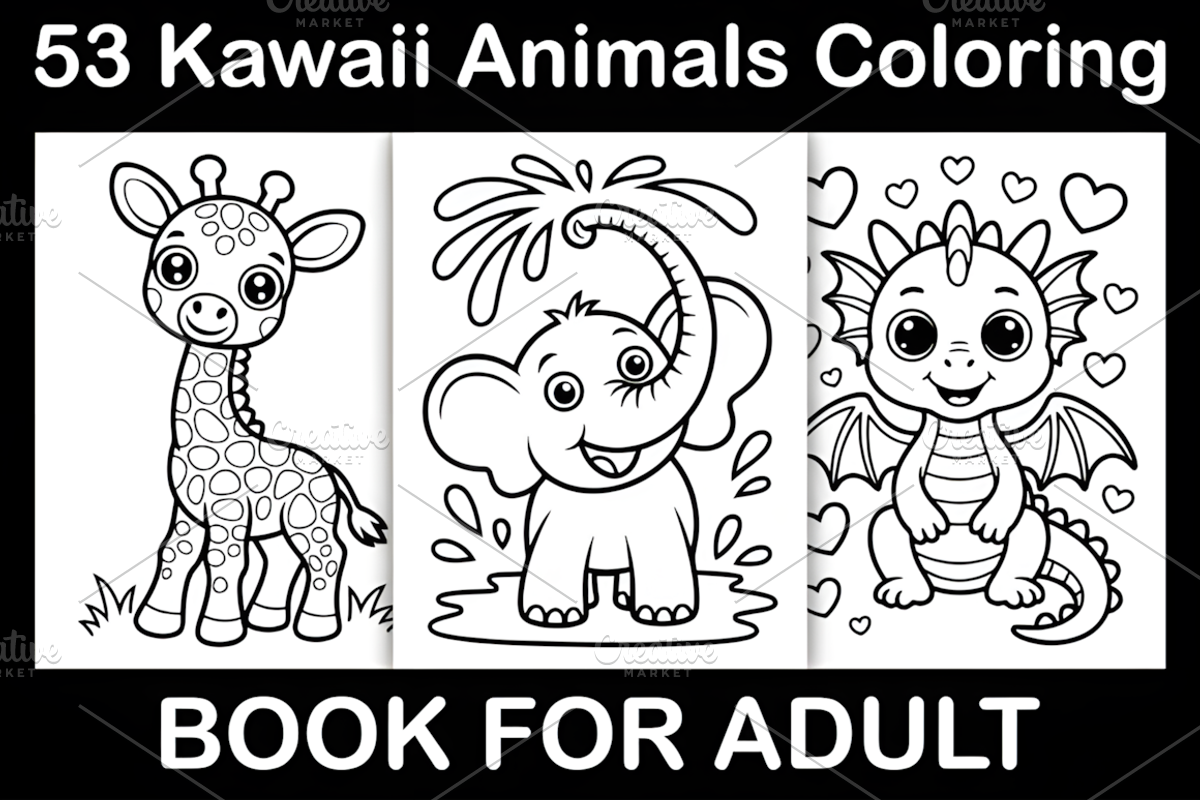Kawaii Animals Coloring Book, an Animal Illustration by Design Station (Photo 1 of 3)