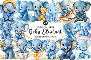 Blue Baby Elephant PNG, an Illustration by SinaCreation