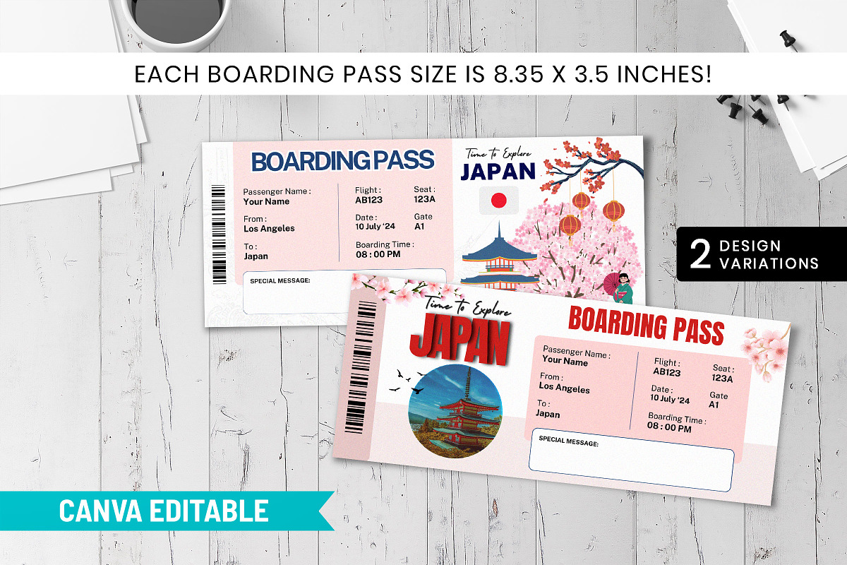 Japan Trip Gift Ticket Template, a Templates & Theme by Snapybiz (Photo 2 of 10)