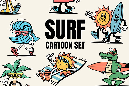 Surf Cartoon Set