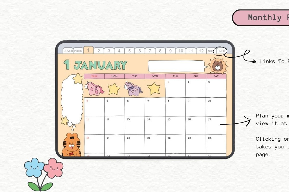 2026 Cute Digital Planner, a Templates & Theme by Sahara (Photo 4 of 5)