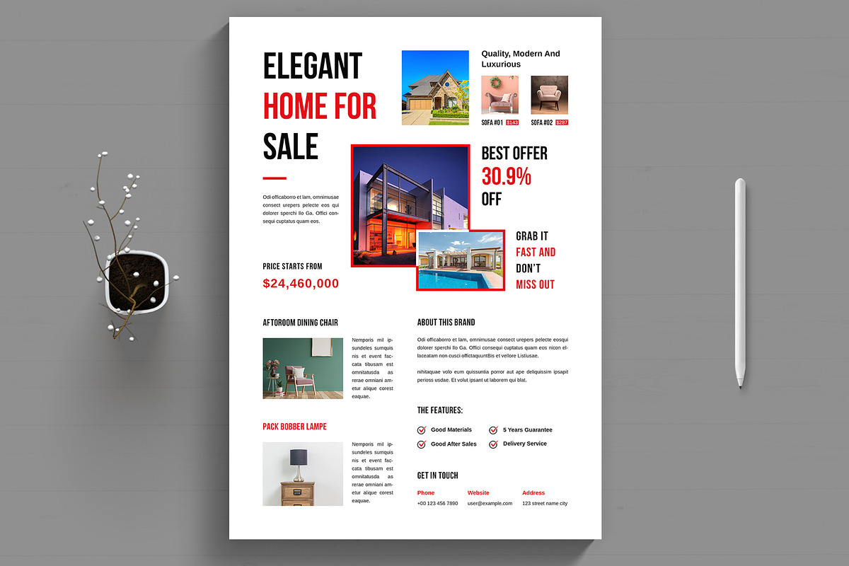 Home For Sale Flyer Template, a Flyer Template by MightyDesign (Photo 1 of 8)